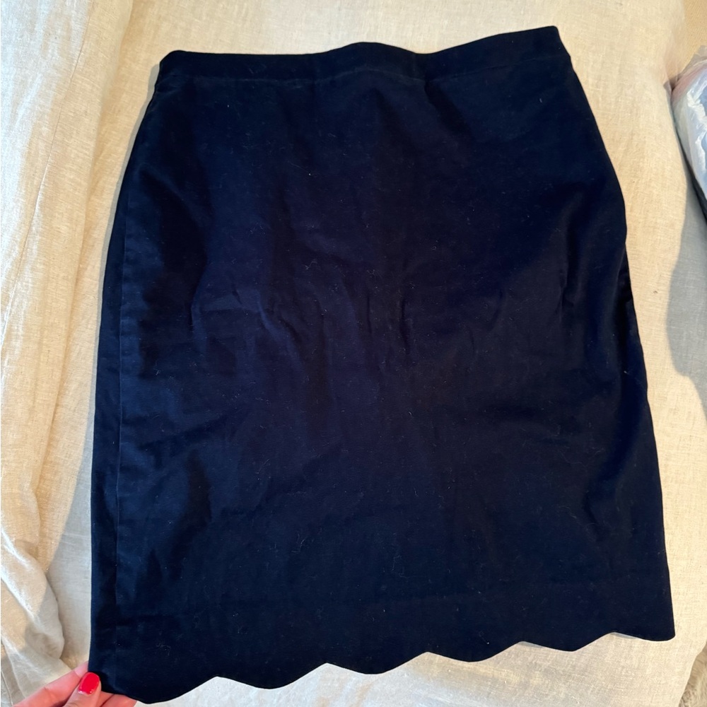 J Crew soft pencil skirt with scalloped edge.
